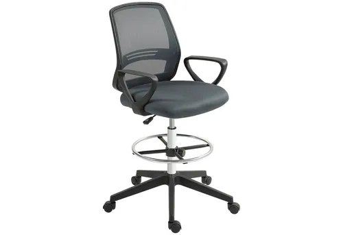 furnicato Ergonomischer Bürostuhl mit Armlehnen und Fußring - Hochwertiger Bürostuhl mit atmungsaktivem Netzgewebe für optimalen Sitzkomfort. Individuell einstellbare Sitzhöhe und Fußstütze, ideal für lange Arbeitsstunden. Robustes Gestell mit flexiblen 360°-Rollen.