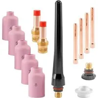 STAHLWERK WIG Gaslinsen Set 14-teilig für Schweißgeräte - WIG-Schweißgeräte mit 7-Jahre-Garantie, hochwertiges Zubehör für WP 17/18/26 Brenner, erhöht die Leistungsfähigkeit und Zuverlässigkeit Ihres Schweißgeräts.