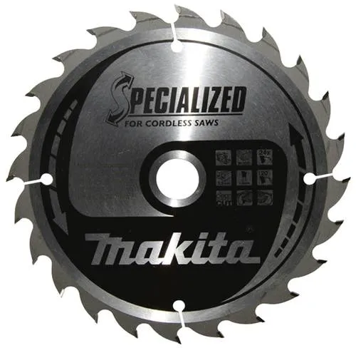 Makita SPECIALIZED B-32904 Hartmetall Kreissägeblatt 165 x 20 x 1mm - Zubehör für Elektrowerkzeug mit 24 Zähnen, speziell für Akku-Handkreissägen. Bietet exakten Geradeauslauf und lange Lebensdauer durch feingeschliffene HM-Schneiden.