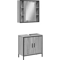vidaXL 2-tlg. Badmöbel-Set Grau Sonoma Holzwerkstoff von vidaXL