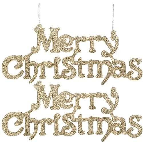 SPRINGOS Deko-Anhänger Merry Christmas Schild 2 STK. Weihnachtsbaumschmuck Fenster Christbaumschmuck Wandbehänge Türbehänge