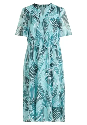 Betty&Co Chiffonkleid mit Flügelärmeln - Feminines Chiffonkleid in Petrol/Mint, Größe 38, mit pflegeleichtem Stretchmaterial und elegantem Druckdesign – perfekt für besondere Anlässe.