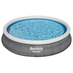 Schwimmbecken Mick in Grau Ø ca. 457cm - Swimmingpools – Genießen Sie erfrischende Sommertage mit dem großzügigen Schwimmbecken MICK, das mit Ablassventil, Filterpumpe und Reparaturset geliefert wird.