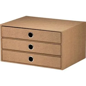 Rössler-Papier Schubladenbox S.O.H.O. A4 quer - Bürobedarf: Stilvolle Schubladenbox mit 3 Fächern aus Pappe in hazelnut, ideal für eine ordentliche Ablage. Handgefertigt und stapelbar für platzsparende Organisation.