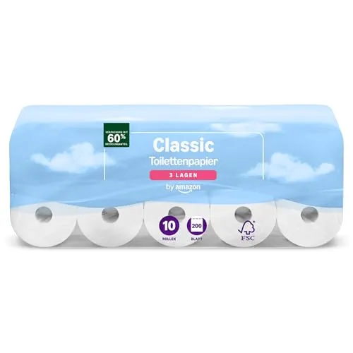 by Amazon Classic Toilettenpapier, 3-lagig, 10 Rollen von by Amazon
