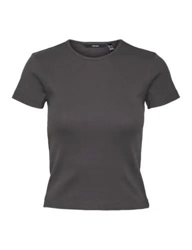 VERO MODA Damen VMCHLOE SS Short TOP GA JRS NOOS T-Shirt, Asphalt, XS