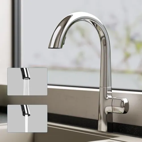 doporro Küchenarmatur MS-8095 - Vollkupfer Wasserhahn mit 360° Schwenkfunktion - Armaturen mit modernem Design und verstecktem Ausziehschlauch für maximale Flexibilität und Komfort beim Spülen. Langlebige Keramikkartusche für tropffreie Nutzung.