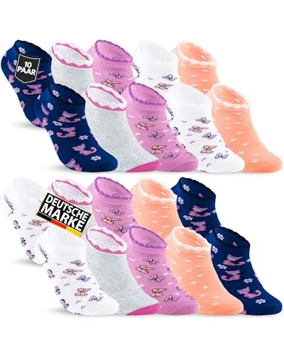 Paar Kinder Sneaker Socken Jungen & Mädchen Baumwolle Kindersocken 56269 (31-34) 10