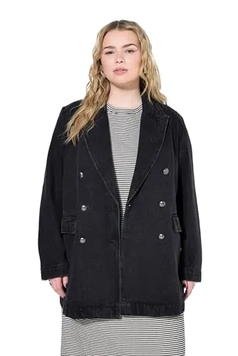 Studio Untold Damen große Größen Übergrößen Plus Size Blazer, Jeans, Loose Shape, Zweireiher Black 42+ 838084100-42+