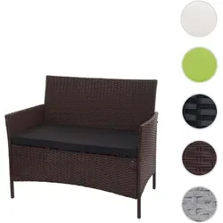 Mendler Poly-Rattan Gartenbank Halden - Gartenbank aus braun-meliertem Poly-Rattan mit wasserabweisenden Kissen, ideal für entspannte Stunden im Freien und hohen Sitzkomfort.