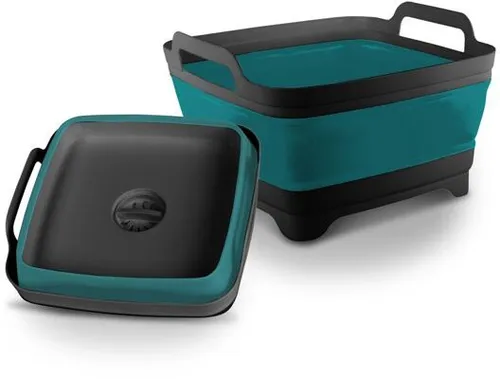 Camp4 Waschschüssel mit Ablauf, faltbar, anthrazit/petrol