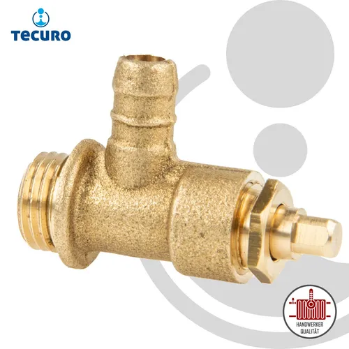 tecuro Entleerungsventil 1/4 Zoll, für Kugelhähne und Ventile, Messing blank
