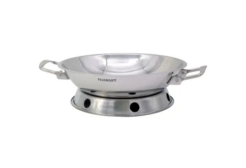 Feuergott Grillpfanne Wok Edelstahl mit Wokring 30 cm