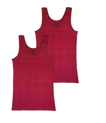 Toker Collection Damen Unterhemd, 100% Baumwolle, 2 Stück, Rundhalsausschnitt, Reguläre Passform, Klassisch (DE/NL/SE/PL, Numerisch, 48, 50, Regular, Regular, Bordeaux)