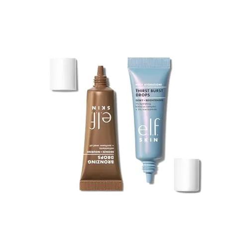 e.l.f. The Hottest Drops Duo, Holy Hydration! Thirst Burst Drops & Bronzing Drops, Für ein Strahlendes & Sonnengeküsstes Finish, Hyaluronsäure & 5% Niacinamid, Vegan & Tierversuchsfrei, Reisegröße