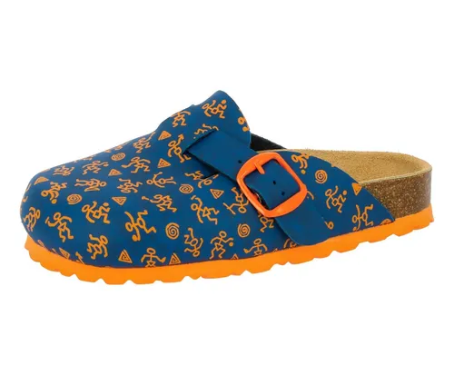 Lico Unisex Kinder Bioline Clog Kids Pantoletten - Blau Orange, Größe 33 EU - Bequeme Clogs für Jungen aus strapazierfähigem Synthetik, ideal für Freizeit und Sommeraktivitäten. Rutschfester Gummiverschluss sorgt für sicheren Halt.