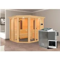 Karibu Infrarotkabine Anka mit Bio-Ofen und LED-Dachkranz von Karibu