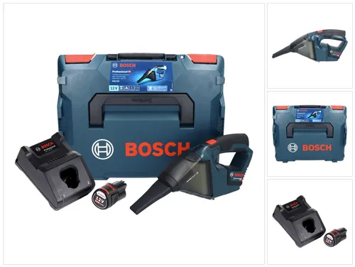 Bosch GAS 12V Professional Akku Staubsauger - Kompakter 12V Handstaubsauger mit 0,35 l Behälter, ideal für schwer zugängliche Stellen, inklusive Fugendüse und praktischem L-Boxx für einfache Aufbewahrung.