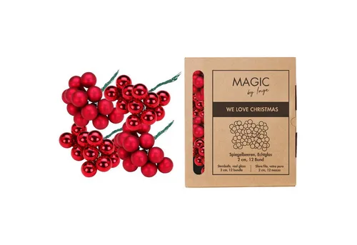 MAGIC by Inge Christbaumschmuck - Weihnachtskugeln am Draht 2cm Glas 144 Stück - Ochsenblut - Dekohänger mit 144 kleinen Glaskugeln in elegantem Ochsenblut-Rot, ideal für stilvolle Akzente am Weihnachtsbaum und in der Festtagsdekoration.