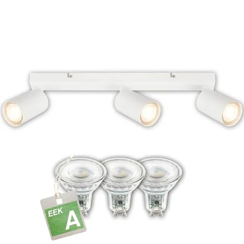 B.K.Licht LED Deckenlampe schwenkbar, 3000K - Deckenleuchten mit 3 schwenkbaren Strahlern, 50.000h Lebensdauer und 450 Lumen pro Lampe für flexible, energieeffiziente Beleuchtung in jedem Raum.