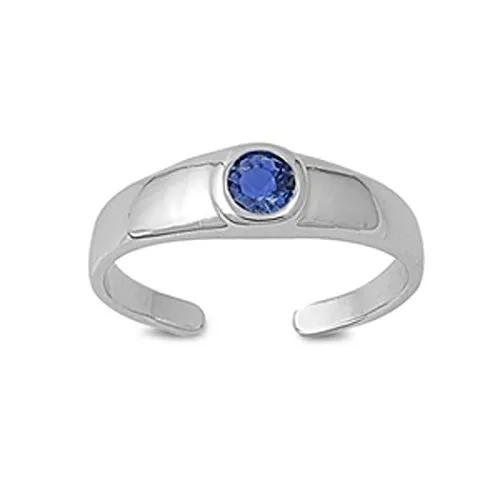 Zehenring aus 925 Sterling Silber als Fußschmuck für Damen, Herren und Mädchen, Größenverstellbar, blauer Zirkonia 6