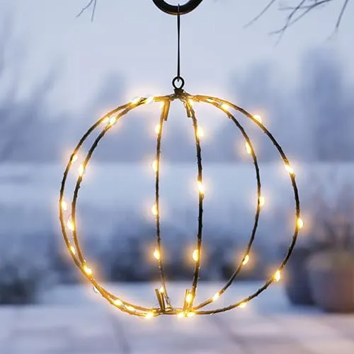 LED Leuchtkugel 15 cm - Batteriebetriebene Garten Lichterball - Outdoor Dekoleuchte mit 40 brillanten LEDs in extra warmweiß, ideal für festliche Beleuchtung im Garten oder auf der Terrasse. Timerfunktion für einfache Nutzung!