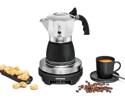 Rommelsbacher Espresso Geschenkset RK 505/K - Espressokocher-Set mit stufenlos regelbarer Mini Kochplatte und Original Bialetti Moka Kanne für perfekten Espresso mit Crema-Bildung.