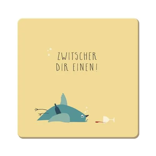 Grafik Werkstatt lustiger Untersetzer aus Kork | Zwitscher dir einen!, Bunt