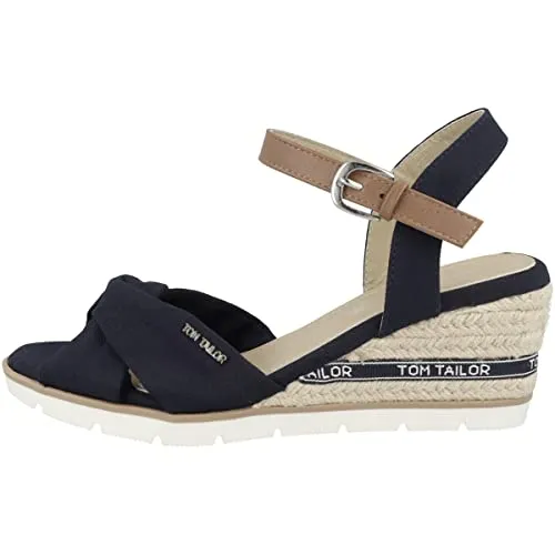 TOM TAILOR Damen 5390407 Keilsandale, Navy, 38 EU - Wanderschuhe, stilvolle Keilsandale für angenehmen Tragekomfort und modischen Look bei Outdoor-Aktivitäten