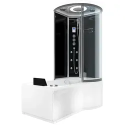 Kombination Whirlpool Dusche K55-L33-WP 170x100 cm - Autoreifen mit innovativem 3-in-1 Duschsystem, aus hochwertigem Sicherheitsglas und Sanitäracryl, einfacher Aufbau wie ein Schrank, ideal für Wellness im eigenen Bad.