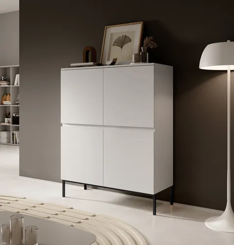 Selsey Kommode Bemmi 100 cm - Kommode & Aufbewahrungsschrank mit 4 Türen und 8 Fächern, langlebig und feuchtigkeitsbeständig, ideal für stilvolle Ordnung in jedem Raum.