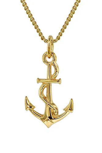 trendor Anker Gold-Anhänger 333 mit goldplattierter Halskette elegantes Schmuckstück für Damen und Herren, zauberhafte Geschenkidee 35801-50 50 cm