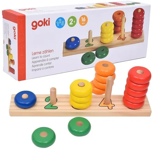 Farben-u. Formensortierspiel Holzspielzeug Kleinkind Lerne Zählen mit Ringen