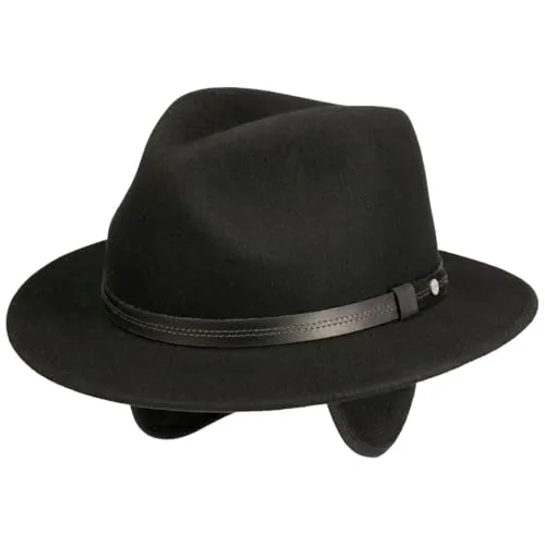 Stetson Traveller Wollhut Herren Winter mit Ohrenklappen schwarz XXL (62-63 cm) - Stylischer Travellerhut aus 100% Wolle mit integrierten Ohrenklappen für optimalen Kälteschutz. Ideal für Outdoor-Aktivitäten im Winter – praktisch, flexibel und elegant.
