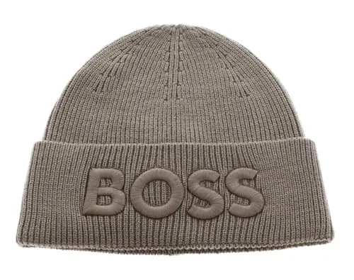 BOSS Afox_R 10262883 01 Strickmütze - Hochwertige Herren Strickmütze aus 60% Schurwolle und 40% Acryl, ideal für warme und stylische Wintertage.