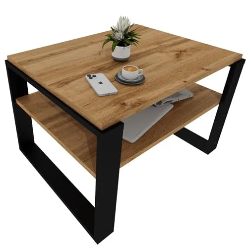 CraftPAK Kaja 63 Couchtisch - Beistelltisch fürs Wohnzimmer, stabil und kratzresistent aus hochwertigem Holzwerkstoff mit zusätzlicher Ablagefläche. Ideal für moderne und minimalistische Einrichtungen.