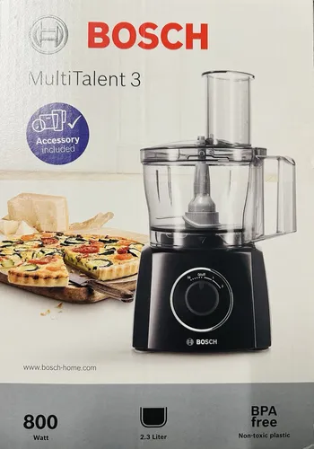 Bosch Kompakt-Küchenmaschine MultiTalent 3 MCM3201B - 30 Funktionen, 2,3 L Rührschüssel und 1,0 L Mixer, ideal zum Schneiden, Raspeln und Mixen