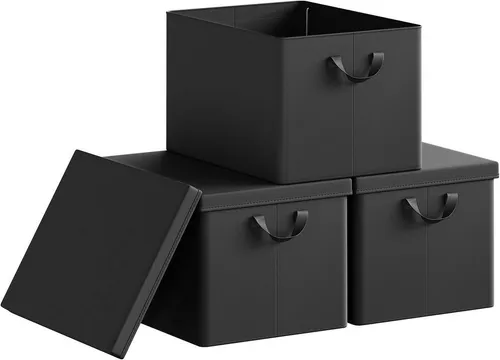 Woltu Aufbewahrungsbox (3 St., Set), mit Deckel, mit Griffen, faltbare Box für Kleidung Spielzeug