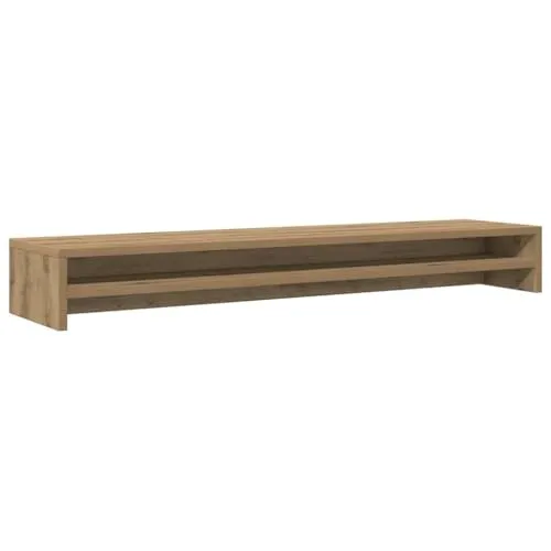 vidaXL Monitorständer Artisan-Eiche 100x24x13 cm - TV-Halterungen - Moderner Monitorständer aus hochwertigem Holzwerkstoff mit zusätzlichem Stauraum für Tastatur und Geräte, entlastet Rücken und Nacken.