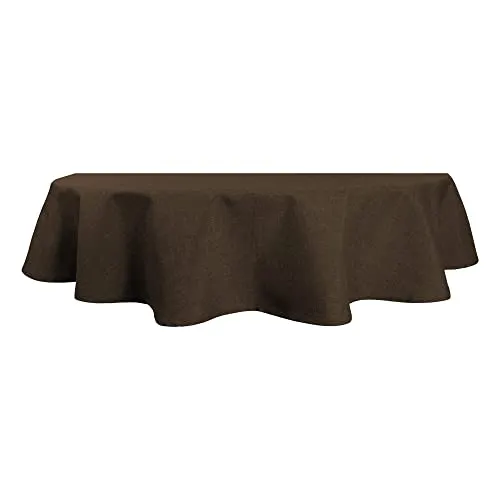 Tischdecke oval Leinenoptik 135x180 cm Braun Lotuseffekt Tischwäsche Wasserabweisend Tischtuch Fleckenabweisend Bügelfrei Abwischbar Waschbar Innen und Außen Perleffekt