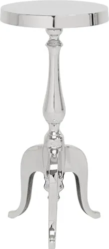 Kare Design Beistelltisch Barocco, Silber, Wohnzimmertisch, Nachttisch, Aluminium Gestell, 62x27x27 cm (H/B/T)