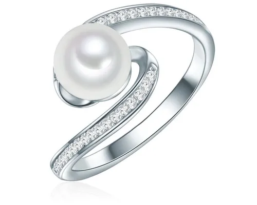Valero Pearls Silberring aus Sterling Silber - Größe 56 - Eleganter Perlenring aus hochwertigem Sterling Silber mit einer strahlenden Süßwasser-Zuchtperle und Zirkonia. Ideal für besondere Anlässe oder als zeitloses Accessoire.