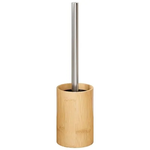 Yorbay WC-Bürstenhalter Bambus mit Toilettenbürste, Wechselbarer Bürstenkopf, Toilettenbürste aus Kunststoff in Edelstahl-Optik Freistehend, Natur