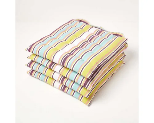 Homescapes Stuhlkissen Sitzkissen aus 100% Baumwolle, Osaka grün, 4-er Set