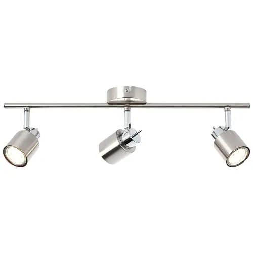 Lightbox 3 flammiges Spotrohr - Basic Decken Strahler mit schwenkbaren Köpfen - 15 x 50 x 8 cm - GU10 Fassung - max. 10 W - aus Metall - in Nickel/Chrom
