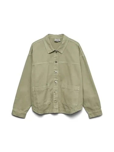 VERO MODA Hemdjacke VMJAMIE aus Jeans - Stylische Hemdjacke mit Fly-Away Kragen und Knopfleiste. Ideal für lässige Outfits und aus einer nachhaltigen Materialmischung gefertigt.