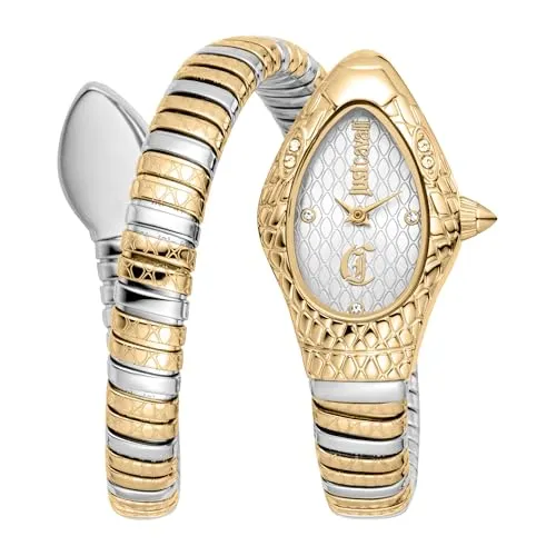 Just Cavalli Damen Analog Quarz Uhr JC1L373M0055 - Elegante Armbanduhr mit luxuriösem Schlangendesign, hochwertigem Edelstahlarmband und präzisem Quarzwerk. Perfekt für modebewusste Damen und jeden Anlass.