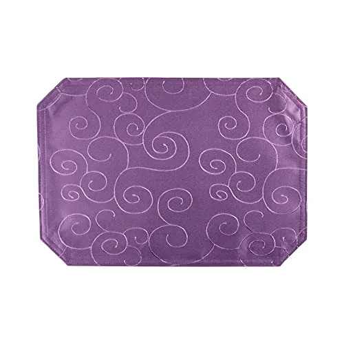 Haus und Deko Platzset 35 x 50 cm Lila Tischset Struktur Damast Circle, bügelfrei fleckenabweisend Platzdeckchen, abwaschbar abwischbar Untersetzer Tischsets