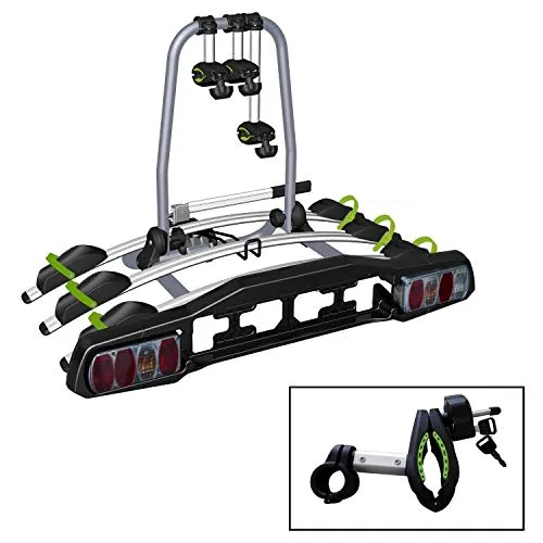 Heckträger VDP-TBA3 - abschließbarer Fahrradträger für 3 Räder - Fahrradträger für AHK, klappbar und abschließbar, ideal für den Transport von bis zu 3 Fahrrädern bis 45 kg. Perfekt für Urlaub und Ausflüge!
