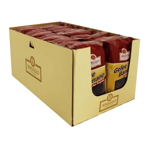 Berggold Gelee-Banane, 20er Pack (20 x 250 g) - Gelee, fruchtige Gelee-Bananen mit intensivem Geschmack, ideal zum Naschen oder als Topping für Desserts.
